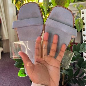 ASOS Light Blue Suede Flats - Both Clear & Suede Blue Strapping Across